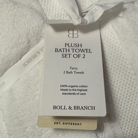 Boll & Branch Classic White Bath Towels Set of 2 - Picture 2 of 6